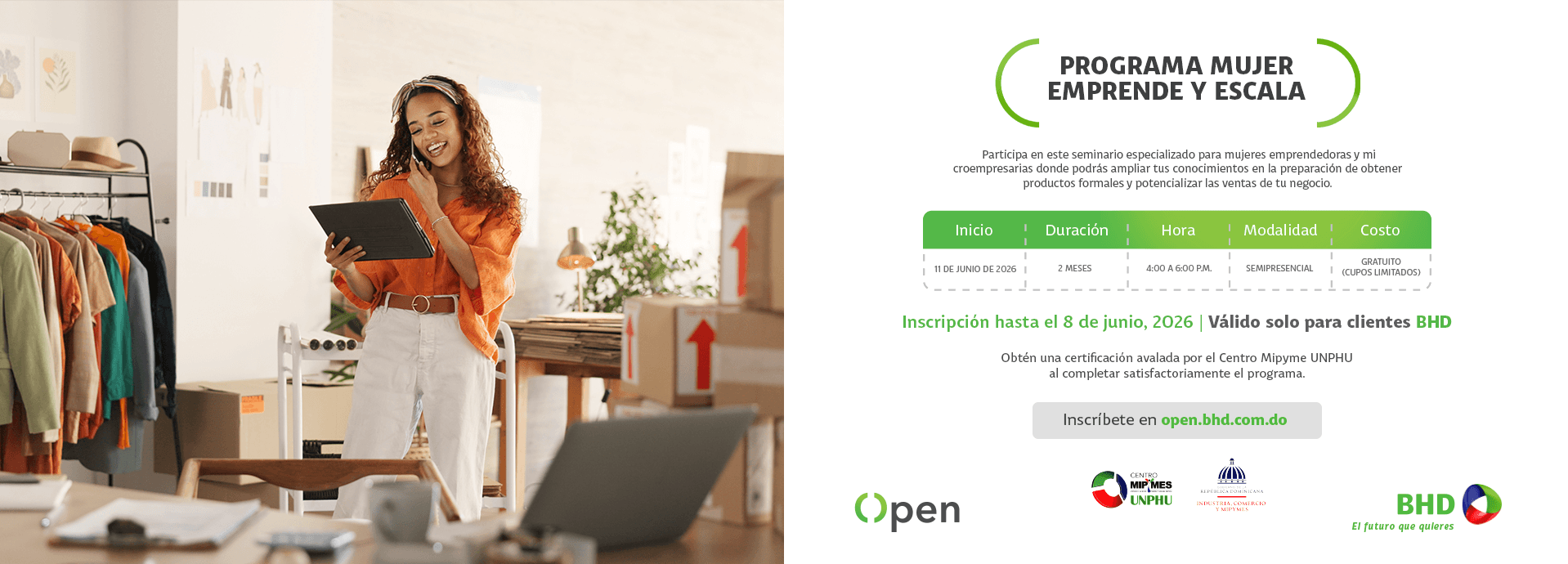 Mujer Negocios Emprende y Escala UNPHU: